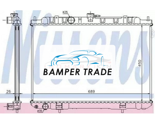 Купить Радиатор двигателя NISSENS 68705A на Nissan X-Trail I (2000–2007) в Казани